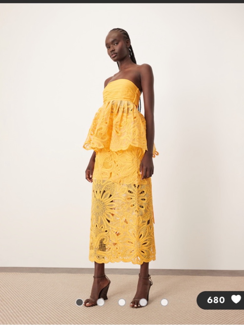 ASOS ARRANGE Yellow Lace Midi Skirt and Top